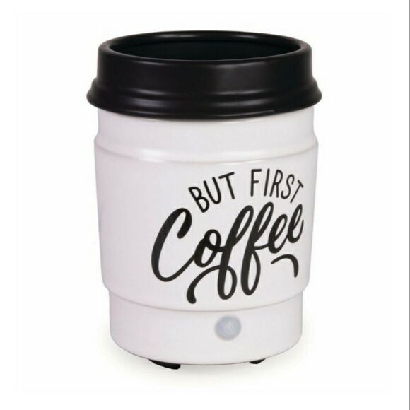 Electric But First Coffee Ceramic Wax Warmer White Brown 3.58 x 4.22 x 5… - Picture 3 of 13